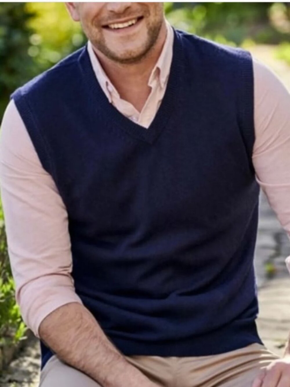 Brooks Brothers Navy Sweater Vest, 100% Extra Fine Merino Wool - Size XL